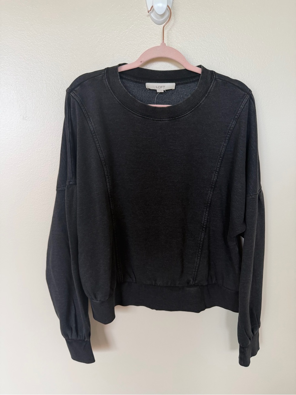 LOFT Acid Washed Black Crewneck Sweatshirt